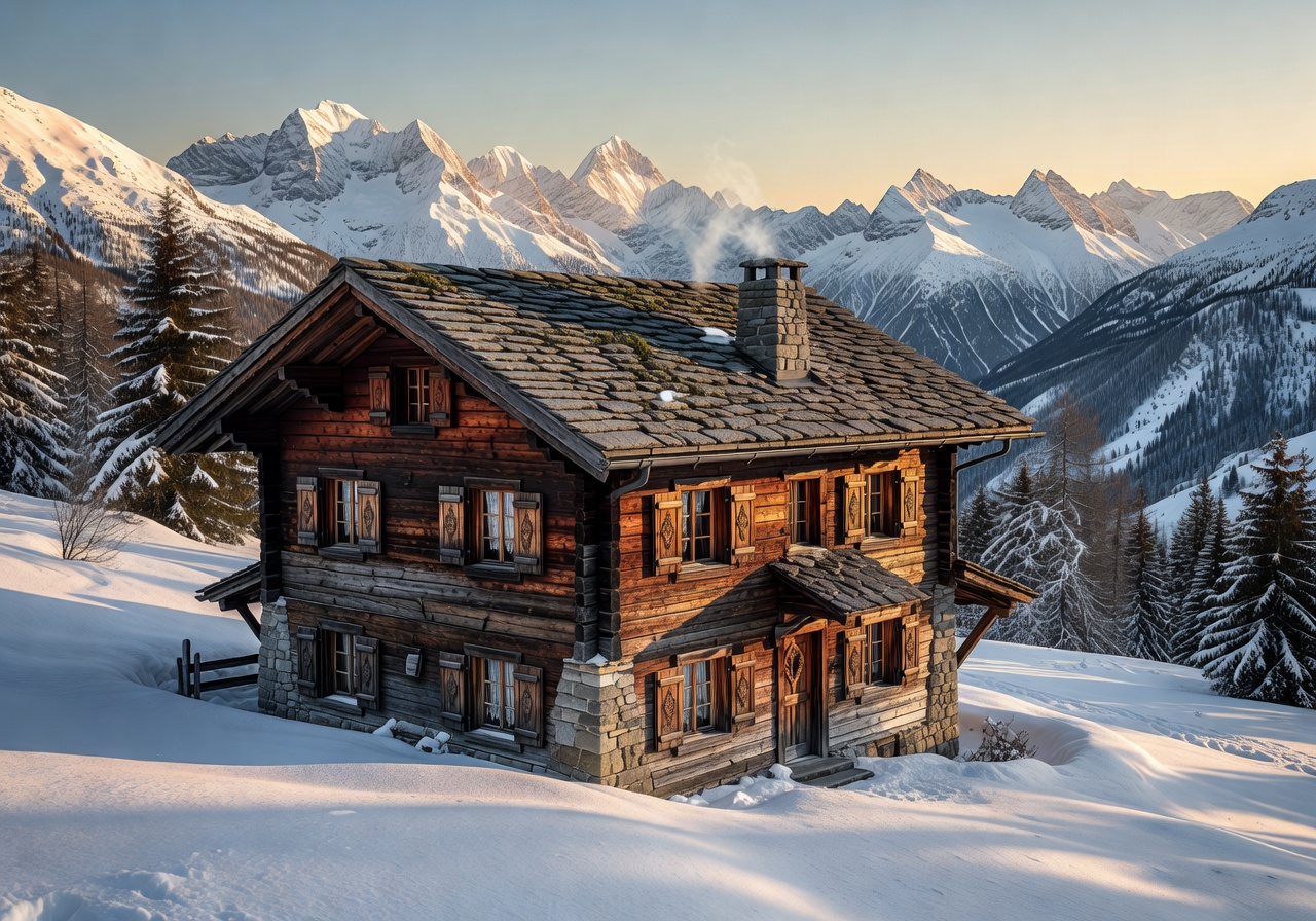 Swiss Alpine Lodge Snowy